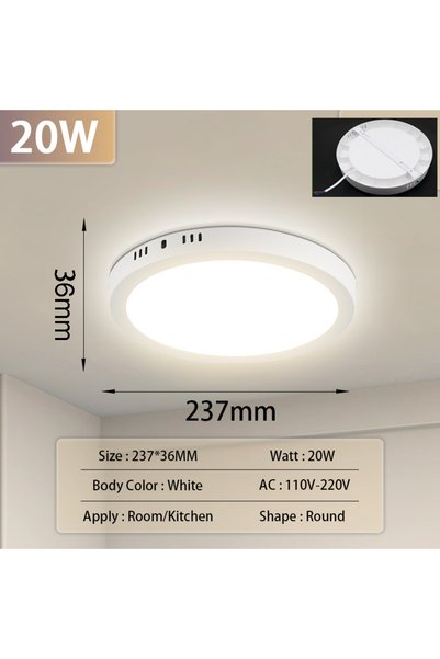 Choice3 مصباح سقف LED دائري أبيض بارد 20 واط، 110-265 فولت، لوحة LED رفيعة لل...