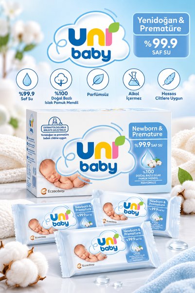 Uni Baby Yenidoğan Islak Mendil 3' Lü Avantaj Paket