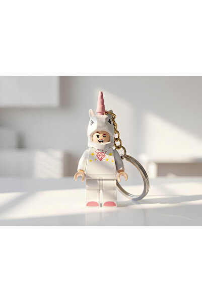 Genel Markalar Unicorn Beyaz Minifigür Anahtarlık