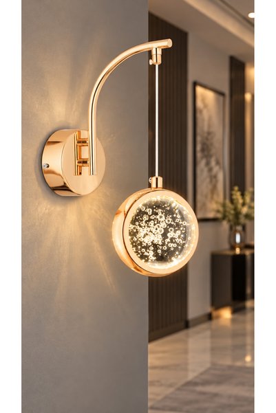 İstanbul Avize İstanbul Aplik Avize Dünya Tekli Gold Ledli Modern Lüx Aplik