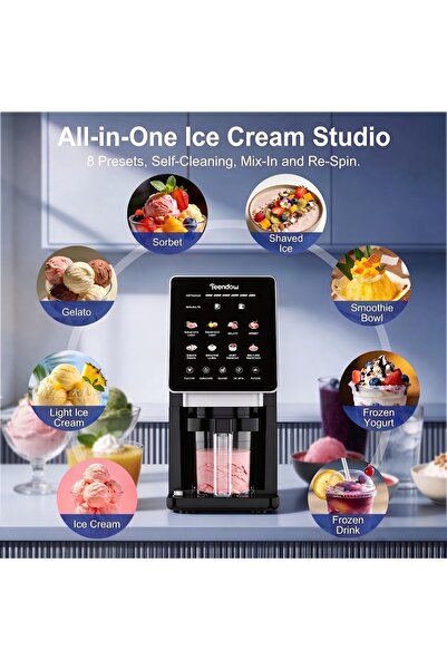 teendow Ice Cream Maker KF-2501G1, 2L, 8 Presets, Smoothies and Cold Drinks, ...