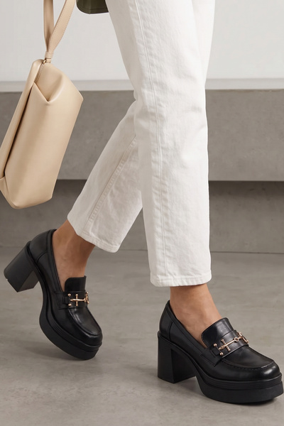 Riccon Leda Amara Kadın Topuklu Loafer 0012591 Siyah Rustik