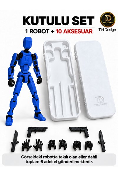 Tiri Design Dummy Robot Kutulu Set Oynar Eklemli Pozlanabilir Figür – Mavi