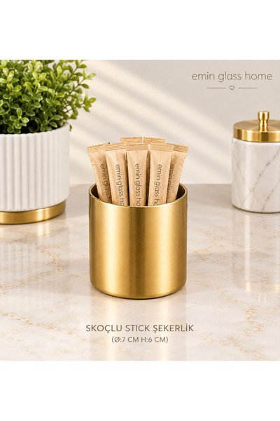 Genel Markalar (5 ADET) SKOÇLU STICK ŞEKERLİK GOLD (Ø:7 CM H:6 CM)