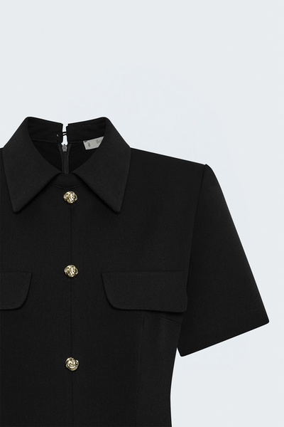 Sateen Rochie mini cu mâneci scurte - Negru