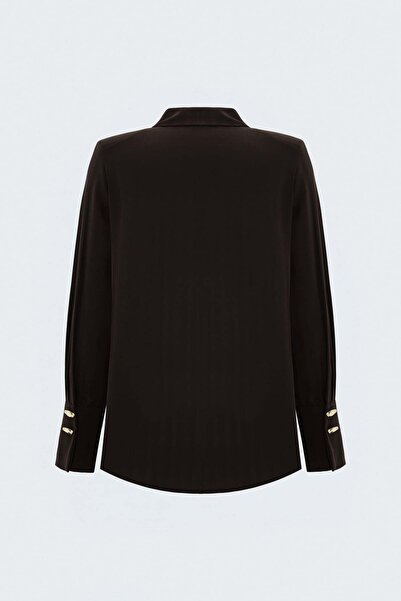 Sateen Striped Patterned Shirt - Bitter