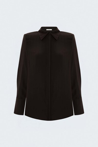 Sateen Striped Patterned Shirt - Bitter