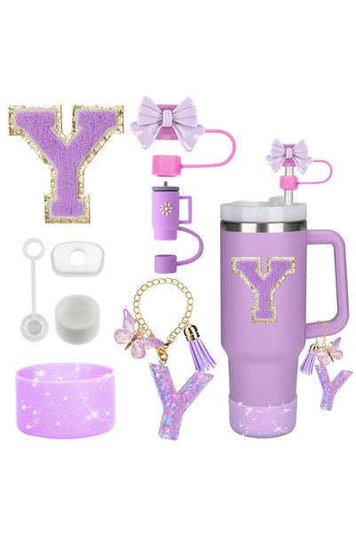 Choice مجموعة إكسسوارات Y-Purple-8pcs مكونة من 8 قطع لكوب ستانلي الأرجواني سع...