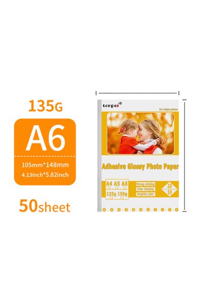 Choice1 A6 135g 50sheets Adhesive Backed Photo Paper A4 A5 A6 Single-Sided Gl...