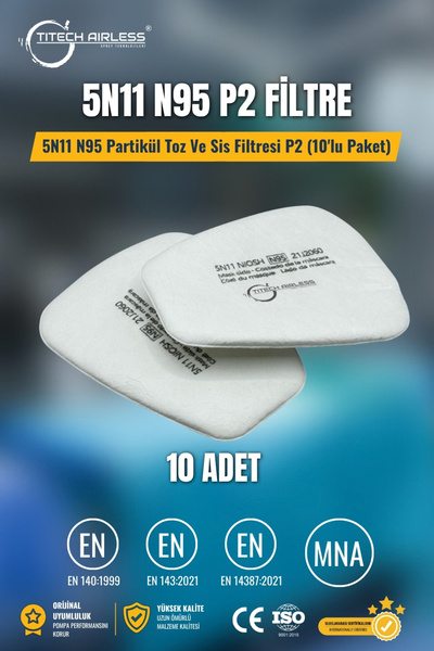 Titech Airless Sprey Teknolojileri 5N11 N95 Partikül Toz Ve Sis Filtresi P2 (...
