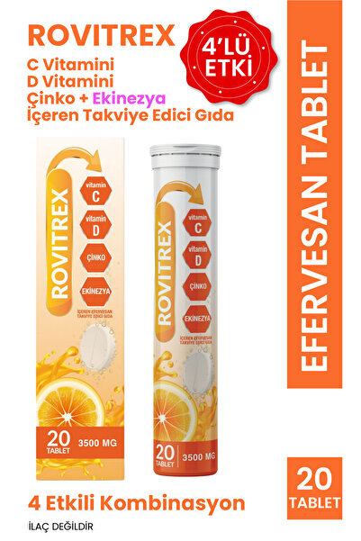 Renatus İlaç Rovitrex C Vitamini D Vitamini Çinko ve Ekinezya İçeren Efervesa...