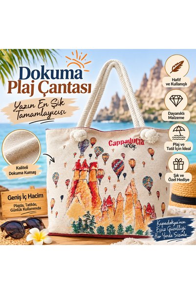 kapadokyahediyelik Woven Beach Bag