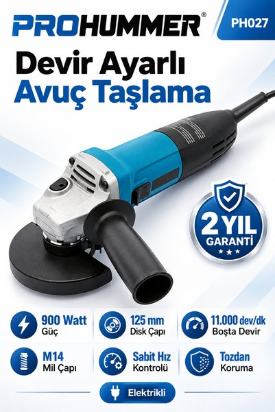 PROHUMMER Devir Ayarlı Avuç Taşlama 125mm (MAVİ) Ph027