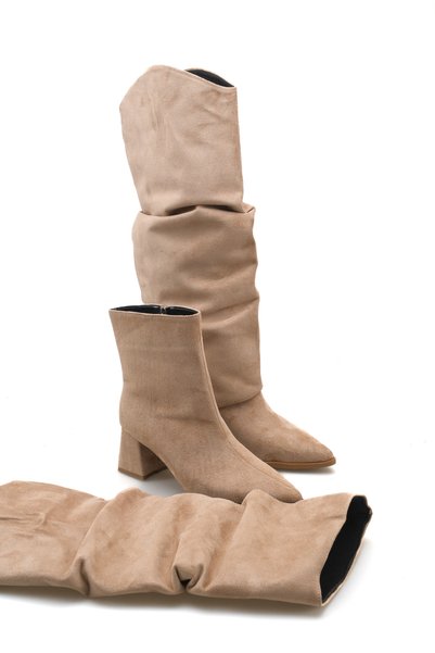 Bak Store Mink Suede Detachable Women's Cowboy Boots with Slouchy Drawstring ...