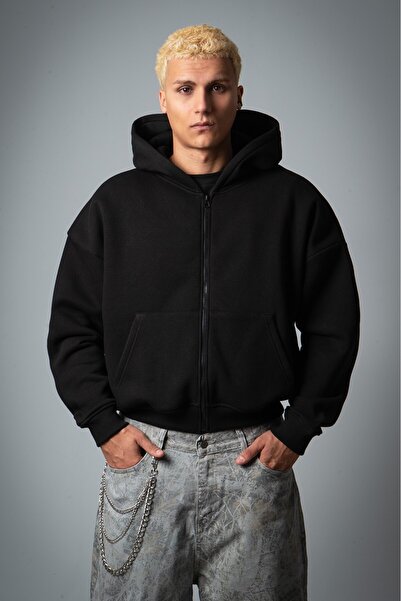 Crupt Studio Darkline Black Crop Men's Jacket Zip Hoodie
