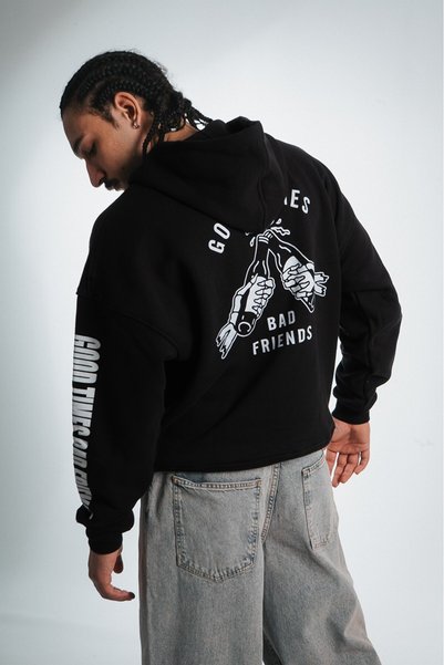 aksesuarix Good Times Bad Friends Kapşonlu Hoodie GF1172SY