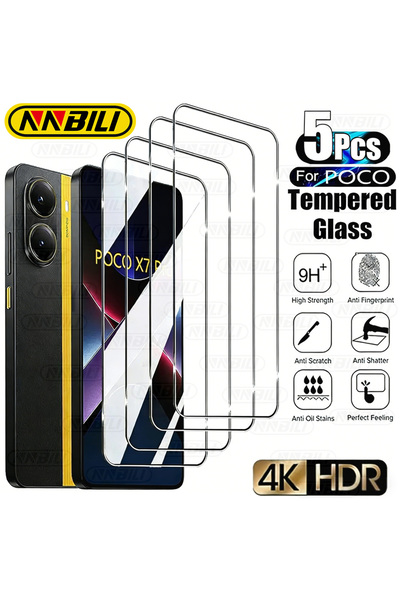 Choice4 لـ Poco X7 Pro 5G 5 قطع NNBILI 5-1 قطعة زجاج مقسى 9H لـ Poco X7 Pro 5...