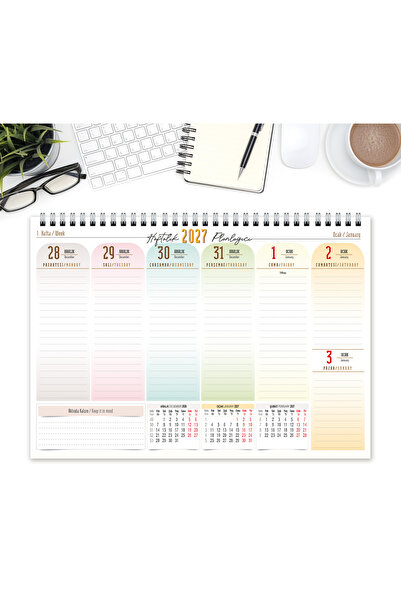Express 2026-2027 Calendar A4 Size 53 Weekly Planner Rainbow