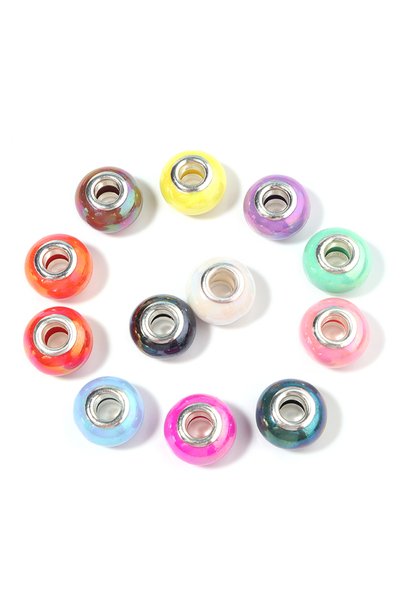 Choice10 Randow mixed 20Pcs Resin Round Beads Ceramic Color Plated Large Hole...