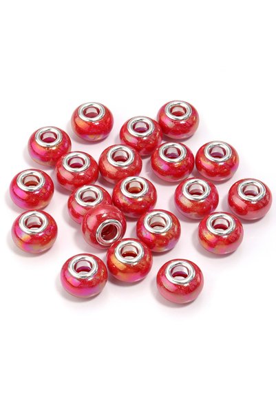 Choice4 Red 20Pcs Resin Round Beads Ceramic Color Plated Large Holes Spacer C...