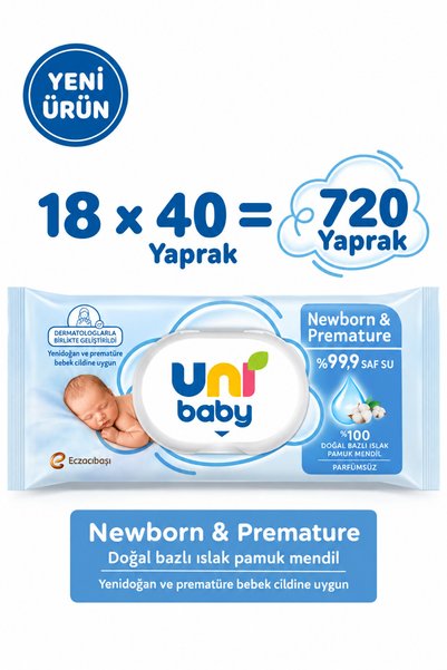 Uni Baby YENİDOĞAN ISLAK MENDİL 40LI 18 ADET