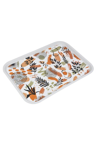 OEM Tava de Servit Alba cu Model Abstract Frunze 42x30cm