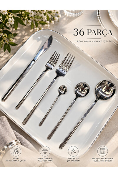 Onedekor 36 Pieces Noble 18/10 Stainless Steel Cutlery Set