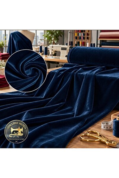 Simline Țesătură tricotată din catifea albastru închis (100cm lungime-150cm l...