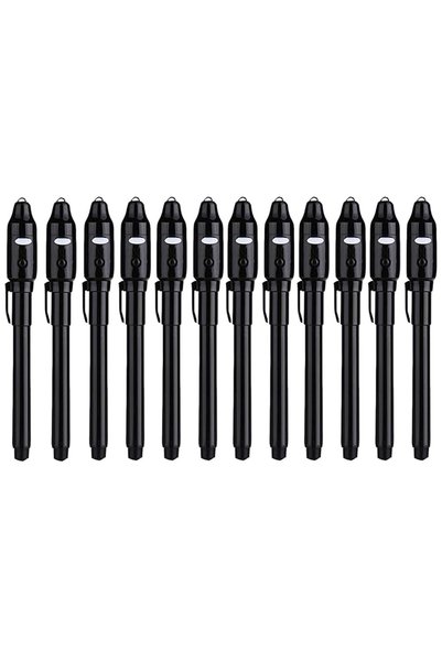 Choice 12pcs Black 4-12pcs Invisible Ink Pen Spy Pen with UV Light Magic Mark...