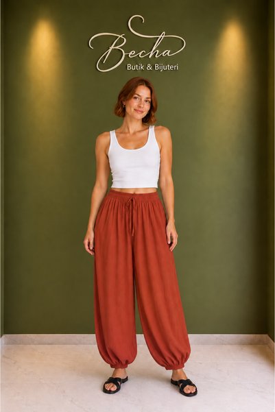 Becha Butik Women's Tie-Waist Shalwar Trousers