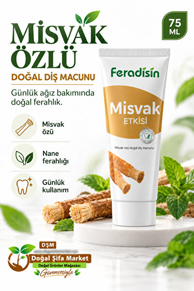 Feradisin Doğal Misvak Özlü Florürsüz Beyazlatıcı Ve Koruyucu Diş Macunu 90 g...
