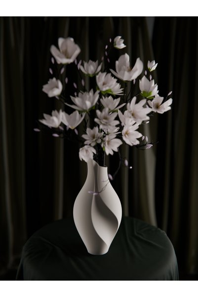 lysiaaccessory Modern Spiral Formlu Dekoratif Vazo Mat Beyaz 3d Tasarım