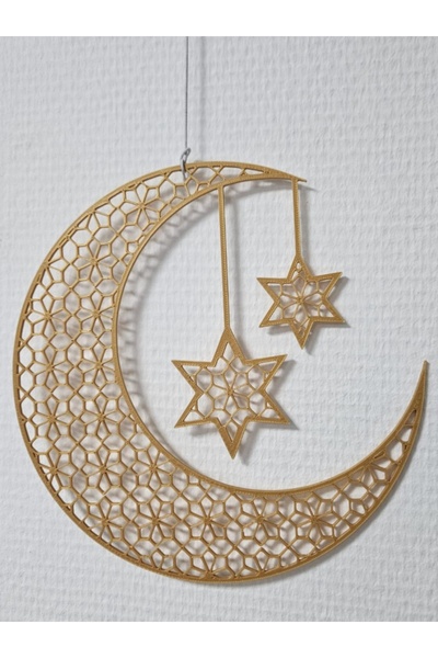 lysiaaccessory Ramadan Themed Gold Crescent and Star Door and Wall Ornament -...