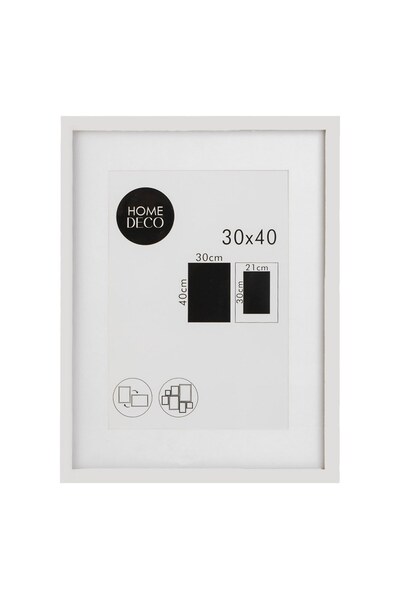 OEM Rama tablou paspartu lemn 30x40cm geam sticla alb decorativ perete