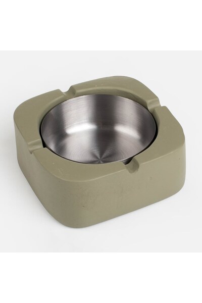 OEM Scrumiera din Ciment Patrata Khaki 10.6x10.6x4cm - Scrumiere Lut Ceramice...