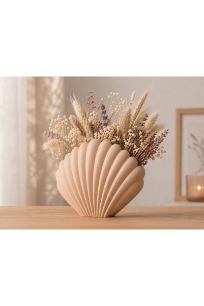 lysiaaccessory Deniz Kabuğu Vazo Dekoratif Kuru Çiçeklik Modern Minimal Ev De...