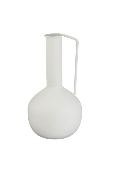 OEM Vaza metalica ecru mata cu maner ulcior 14x26.5cm decoratiune casa