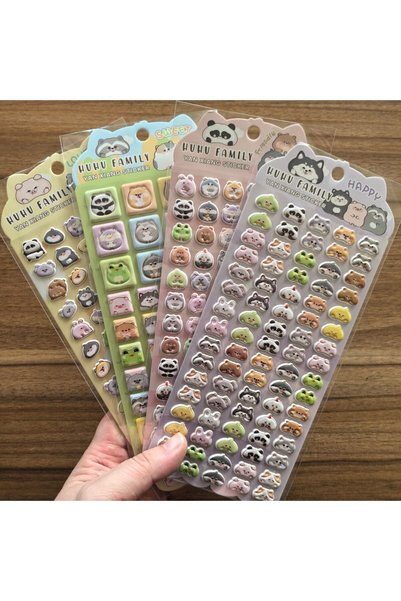 Choice 4Sheets HUUU FAMILY 3D Animal Stickers (4 Pieces) Cute Cartoon Decals ...
