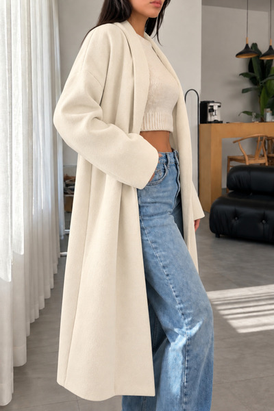 Selay Accessory Kadın Triko Kumaş Oversize Uzun Hırka