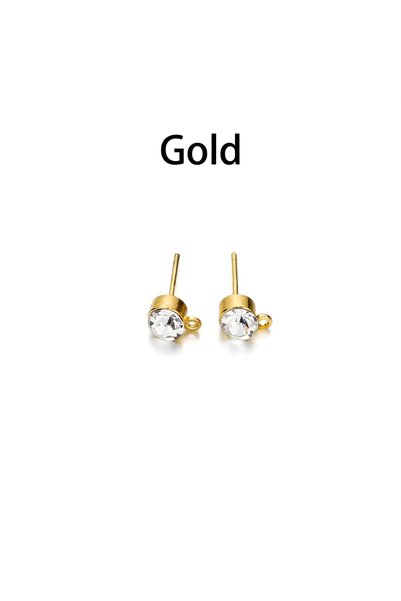 Choice 6mm Gold 50pcs/lot 4 5 6 mm Clear Rhinestone Earring Posts Ear Studs w...