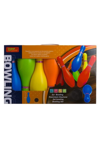 OEM Set bowling 10 popice colorate 29cm 2 bile negre joc copii exterior