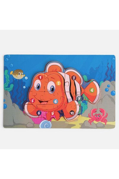 OEM Puzzle din lemn cu model peștișor, 10 piese, 15x22 cm