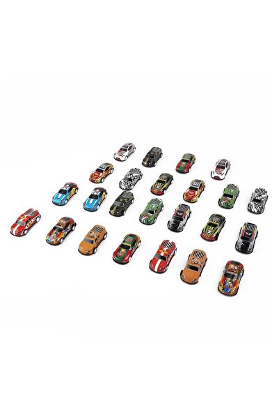 OEM Set 24 masinute pull back scala 1:43 die cast metalice cu figurine hartie
