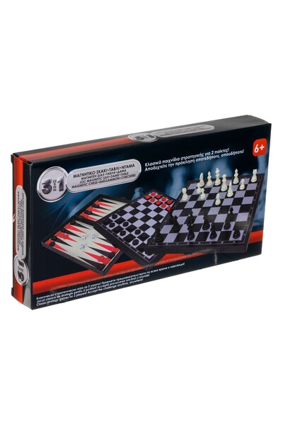 OEM Joc de Societate de Voiaj Magnetic 3 in 1 Sah Dame Table 24.5x24.5cm