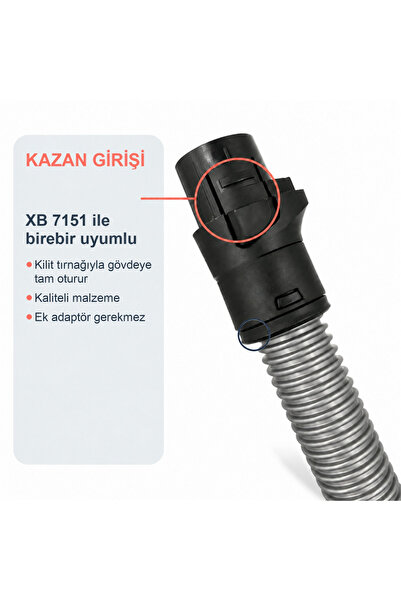 Parmis Philips Uyumlu XB7151 Marathon Daily Süpürge Emiş Hortumu