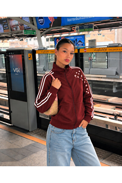 Weekeep Sakura Embroidered Trend Unisex Zippered Cardigan Streetwear Y2K