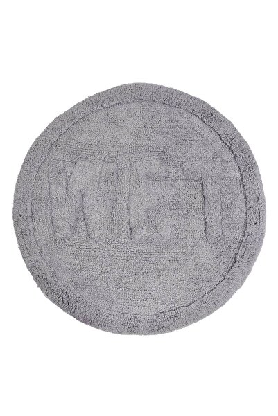 OEM Covoras baie bumbac rotund gri 60cm imprimat WET absorbant antialunecant