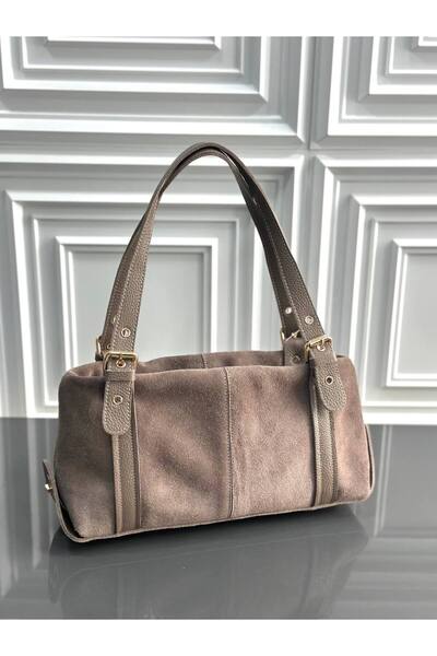 çkn sedat çakan çanta & fular & aksesuar Clamshell Bag Genuine Suede Leather ...