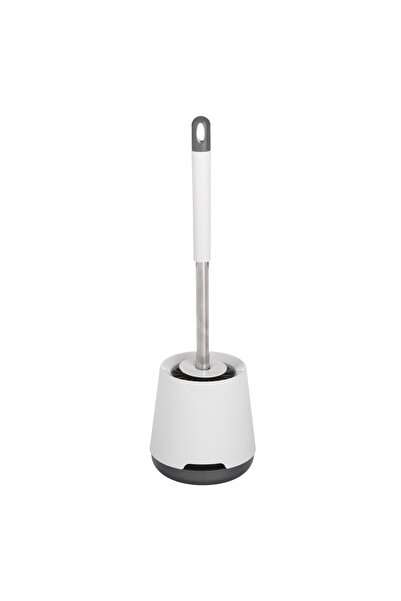OEM Perie WC Alba Gri cu Peri din Silicon Ø13x40cm - Perii Plastic, Organizar...