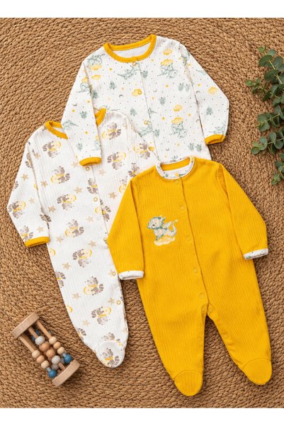 DEFNE LİNA BABY Baby Patterned Transitional Cotton Newborn 3-6-9 Months 3-Pie...